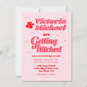 Faire-part de mariage rétro rose (Devant)