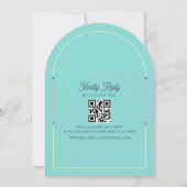 Faire-part de mariage rétro rose jaune avec code Q (Dos)