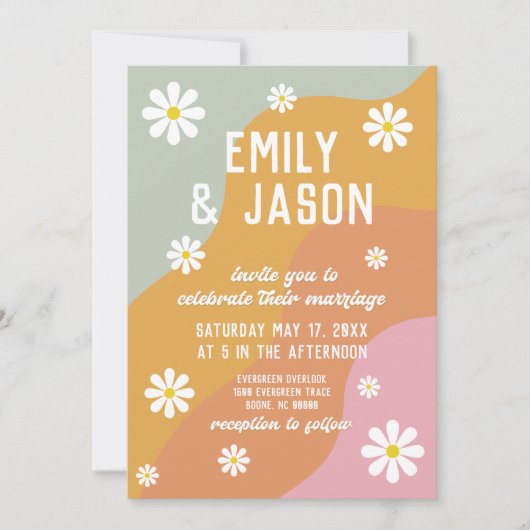 faire-part de mariage rétro super 70's (Devant)