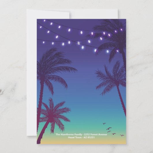 Faire-part de mariage rétro Tropical Palm Beach (Dos)