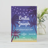 Faire-part de mariage rétro Tropical Palm Beach (Debout devant)