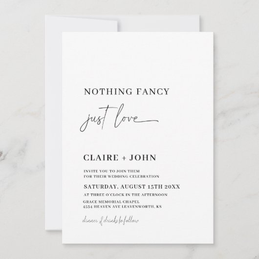 Faire-Part de Mariage Rien de Fantaisiste Juste de (Devant)
