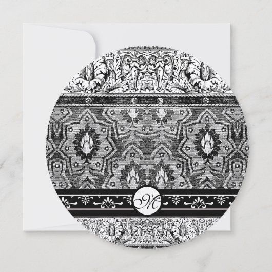 Faire-part de mariage roman noir Damask (Dos)