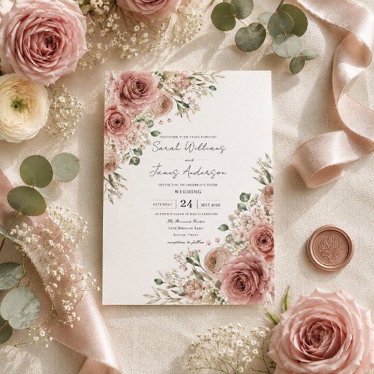 Faire-part de mariage Romance Dusty Rose