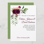 Faire-part de mariage Romance Florale Bohème (Devant / Derrière)