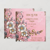 Faire-part de mariage Romance Florale Rose Fantais