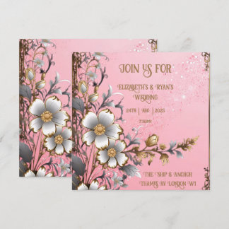 Faire-part de mariage Romance Florale Rose Fantais