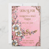 Faire-part de mariage Romance Florale Rose Fantais (Devant)