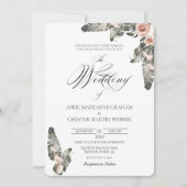 Faire-part de mariage Romance Palm Noir (Devant)