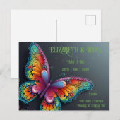 Faire-part de mariage Romance Papillon Fantaisiste (Devant / Derrière)