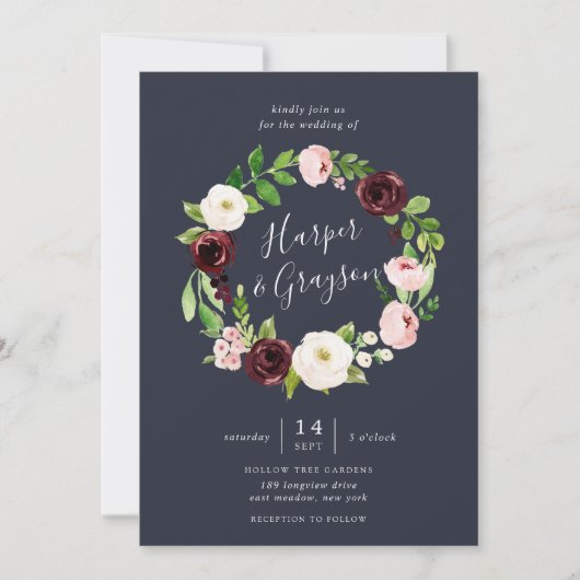 Faire-part de mariage Romance Wreath (Devant)