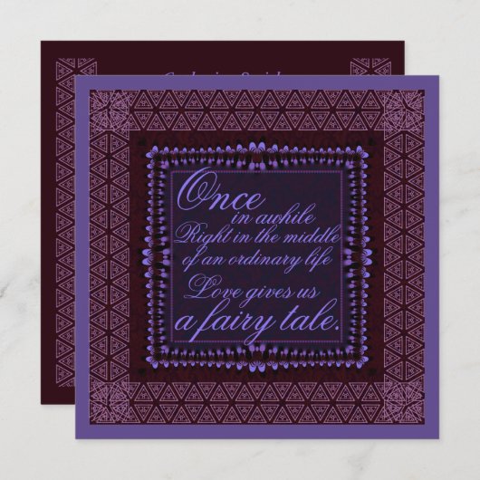 Faire-part de mariage romane violet foncé (Devant / Derrière)