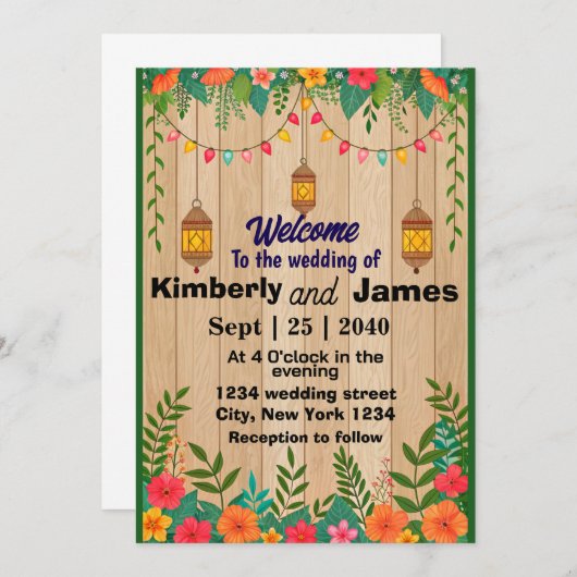 Faire-part de mariage romantique (Devant / Derrière)