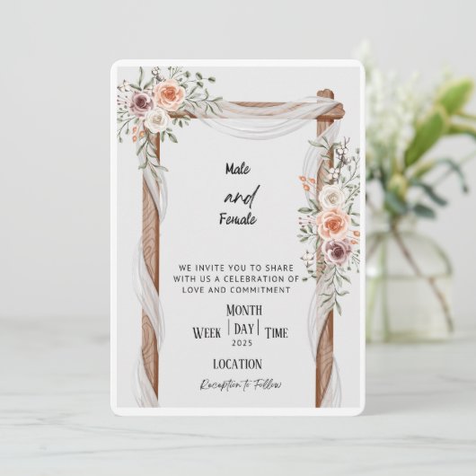 Faire-part de mariage romantique (Debout devant)