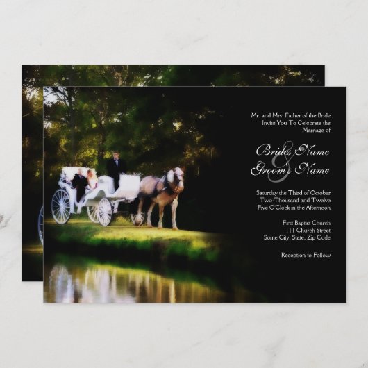 Faire-part de mariage romantique à cheval de trans (Devant / Derrière)