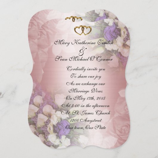 Faire-part de mariage romantique à fleurs (Devant / Derrière)