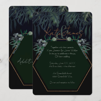 Faire-part de mariage romantique à verdure illustr