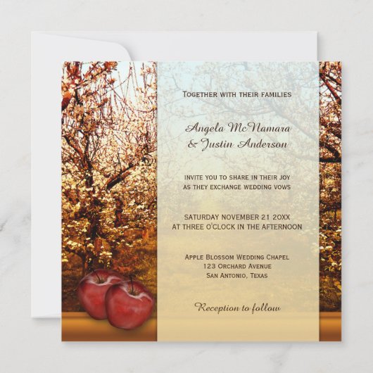 Faire-part de mariage romantique Apple Orchard (Dos)
