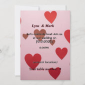 Faire-part de mariage romantique aux coeurs rouges (Devant)