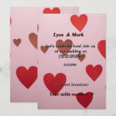 Faire-part de mariage romantique aux coeurs rouges (Devant / Derrière)