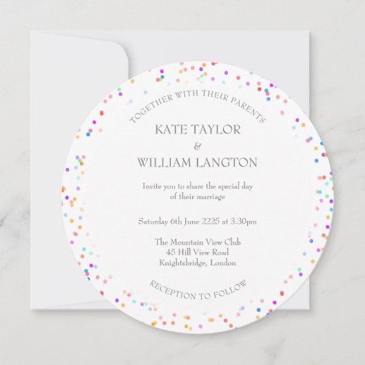 Faire-part de mariage romantique avec confettis ar (Devant)