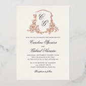 Faire-part de mariage romantique avec monogramme f (Recto)