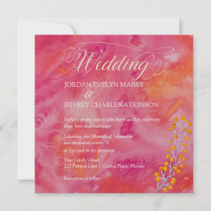 Faire-part de mariage romantique couleur chaude