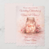 Faire-part de mariage romantique dans un pot Mason (Devant / Derrière)