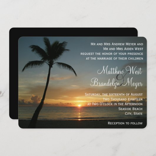 Faire-part de mariage romantique de coucher du (Devant / Derrière)