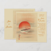 Faire-part de mariage romantique de Deep Red Sunse (Devant / Derrière)