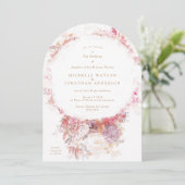 Faire-part de mariage romantique de fleurs roses d (Debout devant)