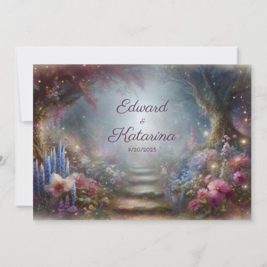 Faire-part de mariage romantique de la forêt flora (Devant)
