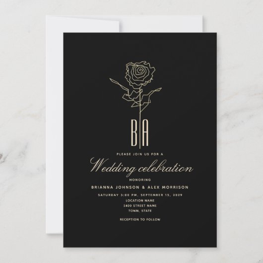 Faire-part de mariage romantique de monogramme d'o (Devant)