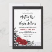 Faire-part de mariage romantique de roses rouges (Devant)