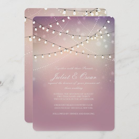 Faire-part de mariage Romantique des lumières stru (Devant / Derrière)