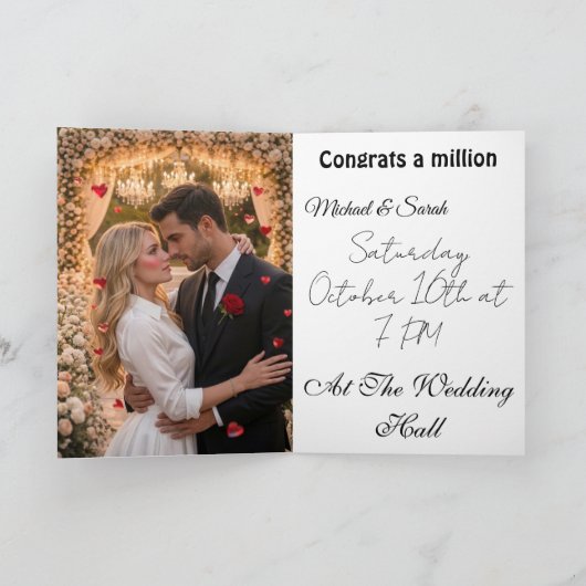 Faire-part de mariage romantique élégant (Intérieur)
