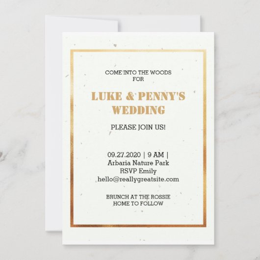 Faire-part de mariage romantique élégant blanc et  (Devant)