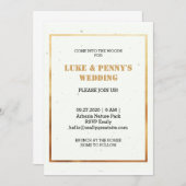 Faire-part de mariage romantique élégant blanc et  (Devant / Derrière)