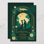 Faire-part de mariage romantique Emerald Green et  (Devant / Derrière)