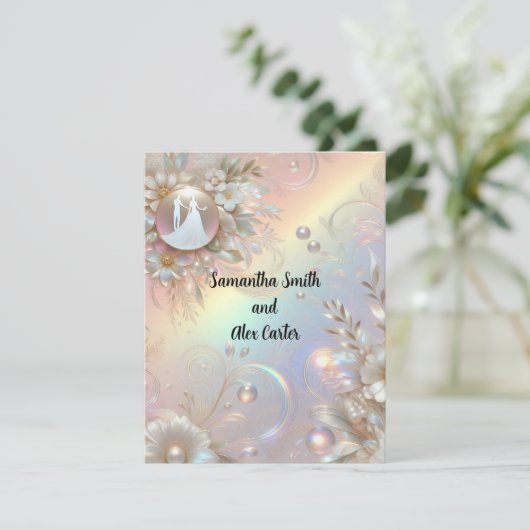 Faire-part de mariage romantique en couple (Debout devant)