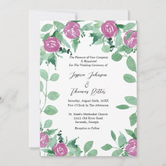 Faire-part de mariage romantique Eucalyptus rose R
