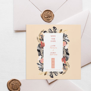 Faire-part de mariage romantique floral noir et ro