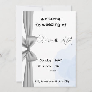 Faire-part de mariage romantique gris minimaliste