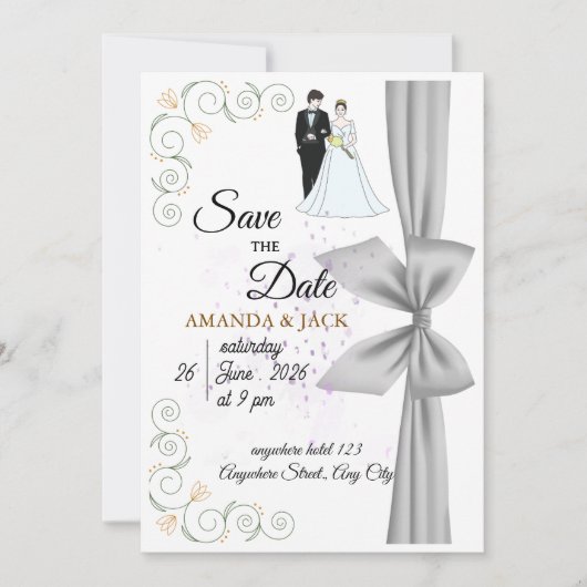 Faire-Part de Mariage Romantique Moderne (Devant)