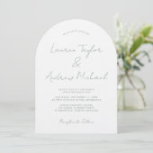 Faire-part de mariage romantique moderne vert saug (Debout devant)