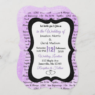 Faire-part de mariage romantique noire et violette