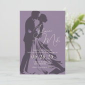 Faire-part de mariage romantique pourpre (Debout devant)