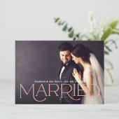 Faire-Part de Mariage Romantique Rose Gold Serif P (Debout devant)