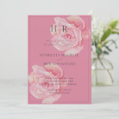 Faire-part de mariage romantique rose rose (Debout devant)