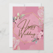 Faire-part de mariage romantique rose rose (Dos)